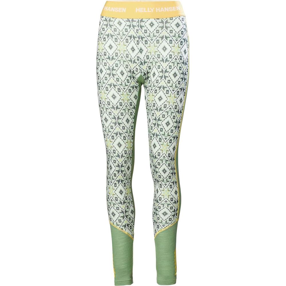 imageHellyHansen Womens LIFA Merino Midweight Graphic Base Layer Pants406 Jade 20 Star Pixel