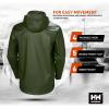 Helly-Hansen Workwear Gale Rain Jacket – PU-Coated Shell & Waterproof Windbreaker for Men – Packable Hood & Adjustable Hem(480 Army Green)