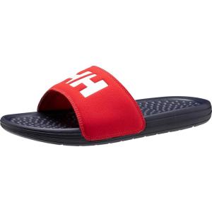 Helly-Hansen H/H Slide Mens Casual Comfortable Sandals, Lightweight Padded Strap, Large Logo, Slip-On Beach Pool Footwear(597 Navy/Alert Red)