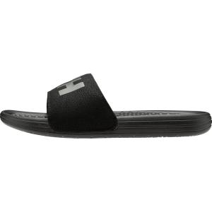 Helly-Hansen H/H Slide Mens Casual Comfortable Sandals, Lightweight Padded Strap, Large Logo, Slip-On Beach Pool Footwear(990 Black/Gunmetal)