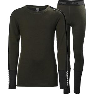 Helly-Hansen Jr Lifa Merino Midweight Set – Kids Base Layer Thermal Underwear, Moisture-Wicking Merino Wool, Winter Ski(432 Utility Green)