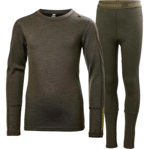 Helly-Hansen Jr Lifa Merino Midweight Set – Kids Base Layer Thermal Underwear, Moisture-Wicking Merino Wool, Winter Ski(433 Utility Green)
