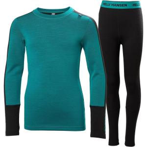 Helly-Hansen Jr Lifa Merino Midweight Set – Kids Base Layer Thermal Underwear, Moisture-Wicking Merino Wool, Winter Ski(466 Signal Green)