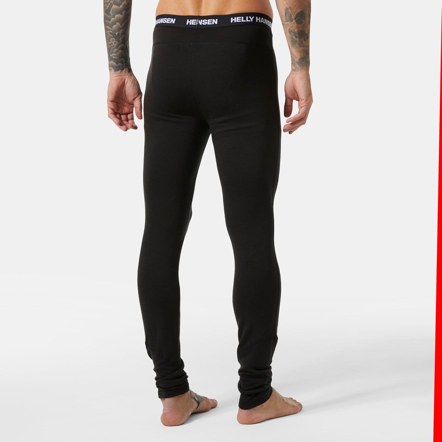 imageHellyHansen LIFA Merino Midweight Pant for Men Track Pants with NonItch Fabric 2Layer Design Flat Lock Seams ZQ Wool990 Black