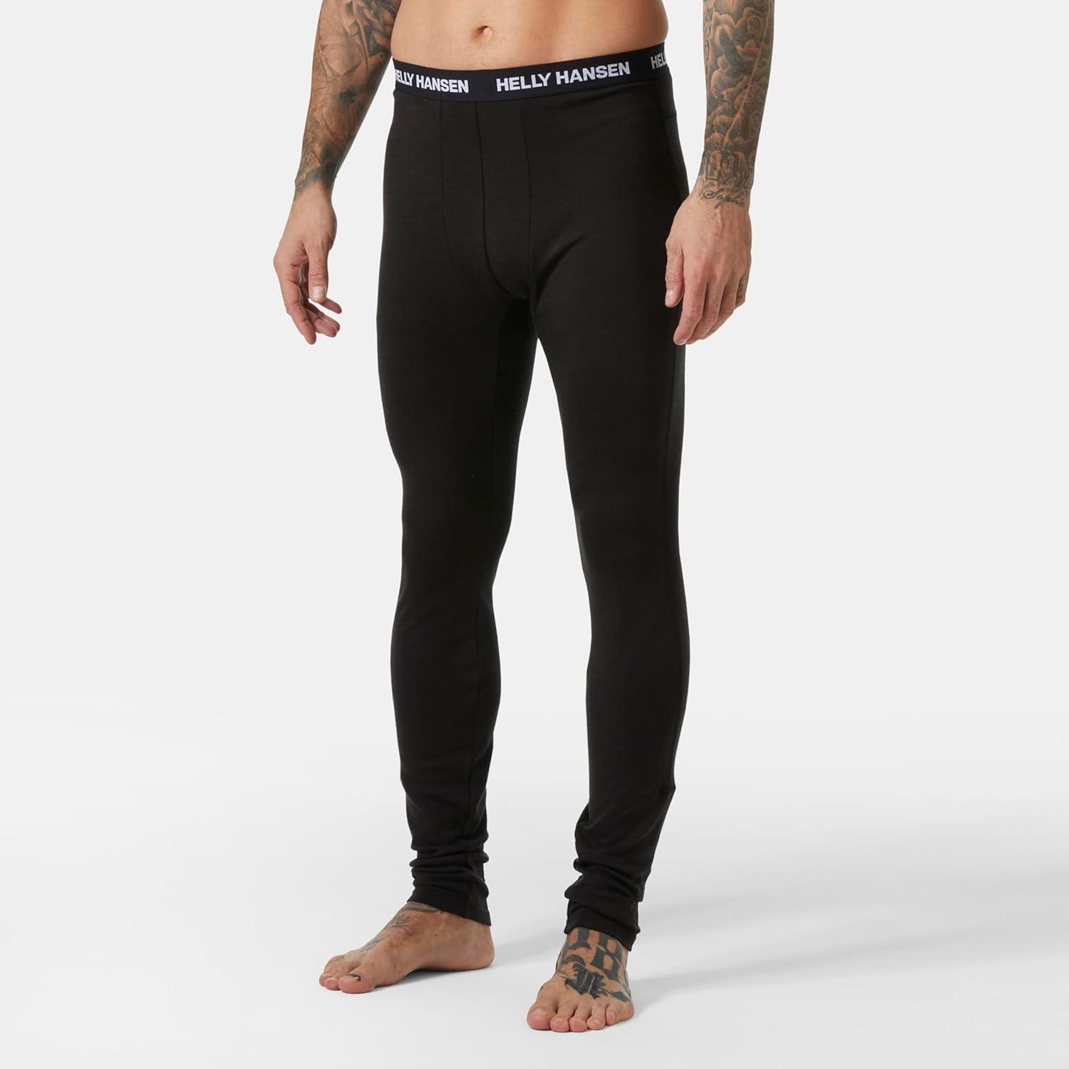 imageHellyHansen LIFA Merino Midweight Pant for Men Track Pants with NonItch Fabric 2Layer Design Flat Lock Seams ZQ Wool990 Black