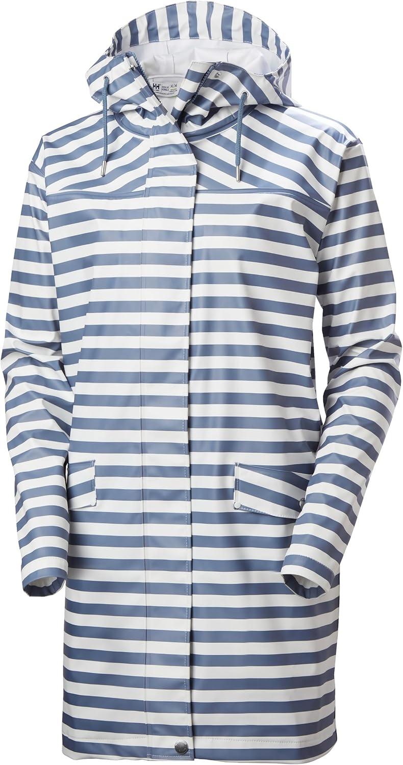 imageHellyHansen womens Moss Rain Coat601 Washed Navy Stripe Aop
