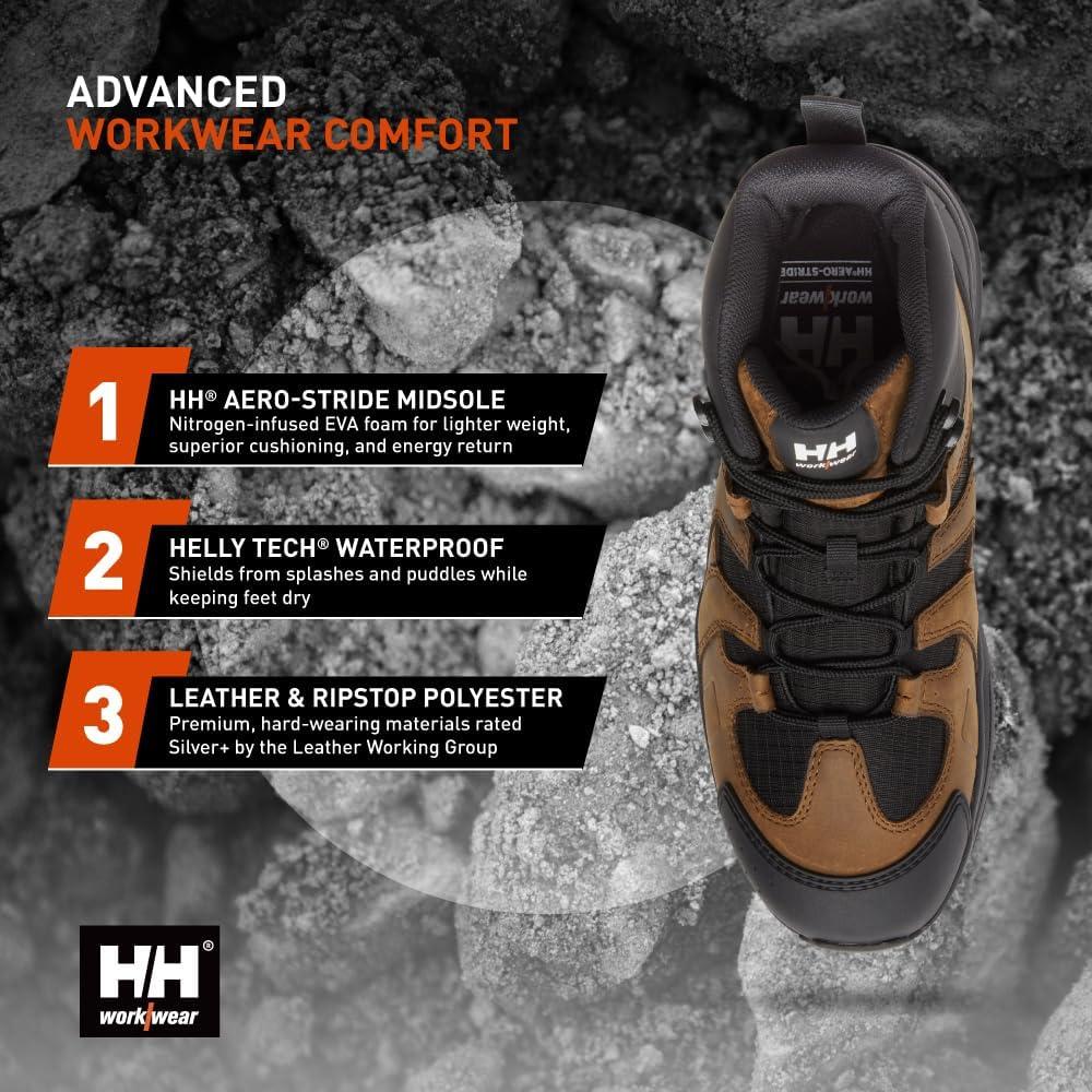 imageHellyHansen Oslo Hiker Mid EH Work Boots Lightweight Mens Boots Cushioned Midsole Work Shoe SlipResistant Shoe780 Dark Brown