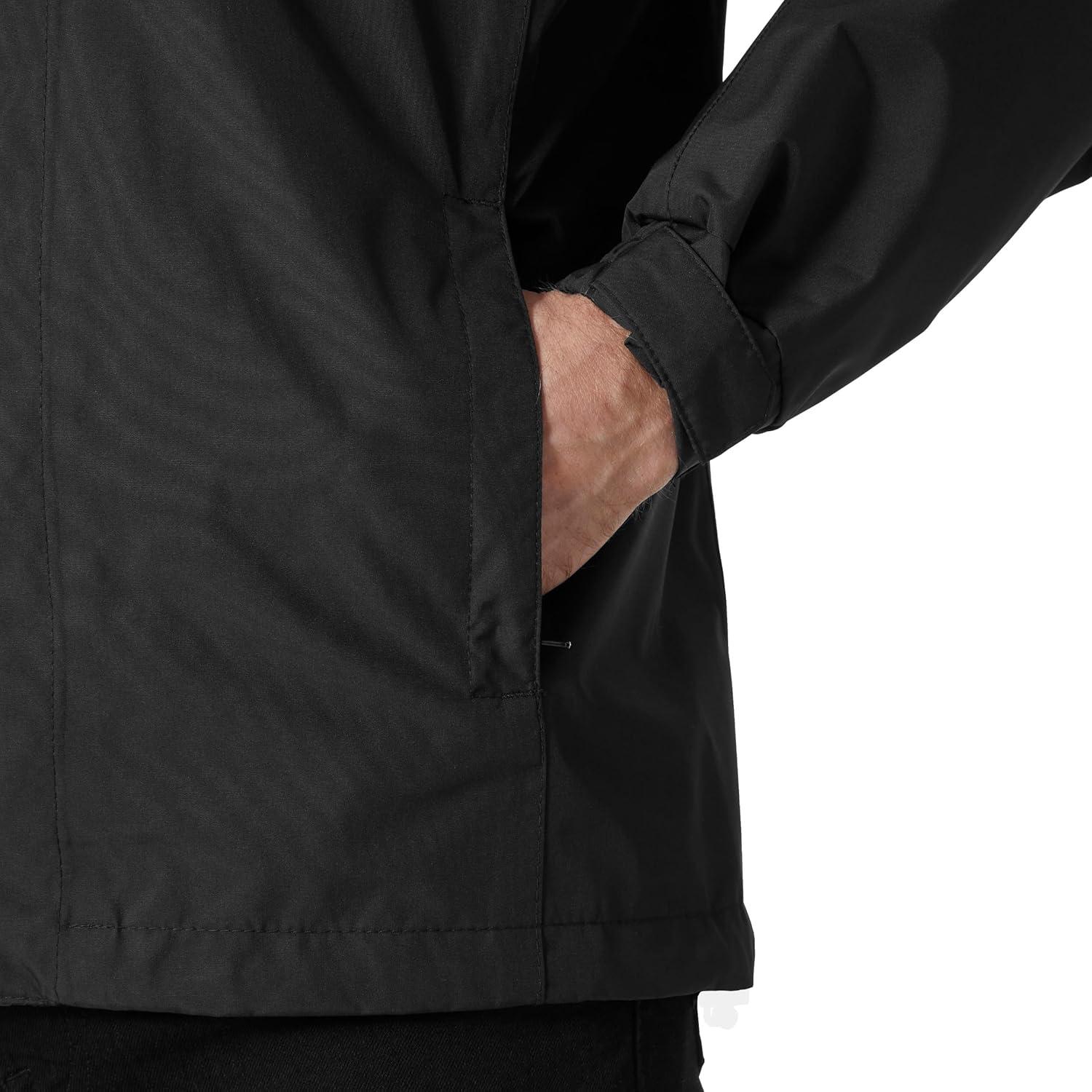 imageHelly Hansen Mens Dubliner Jacket Waterproof Windproof Breathable Shell Rain Coat with Packable Hood990 Black