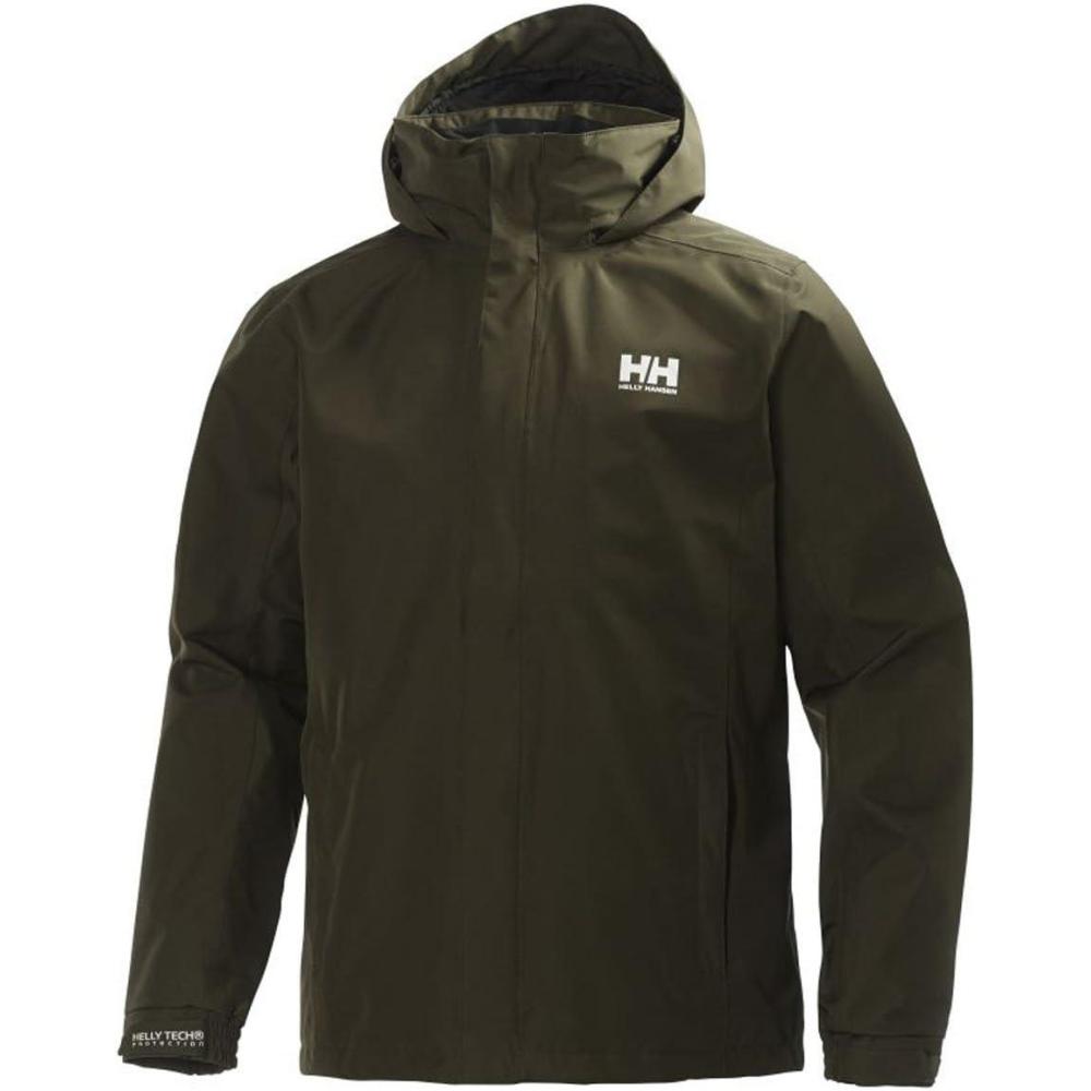 imageHelly Hansen Mens Dubliner Jacket Waterproof Windproof Breathable Shell Rain Coat with Packable Hood468 Olive Night