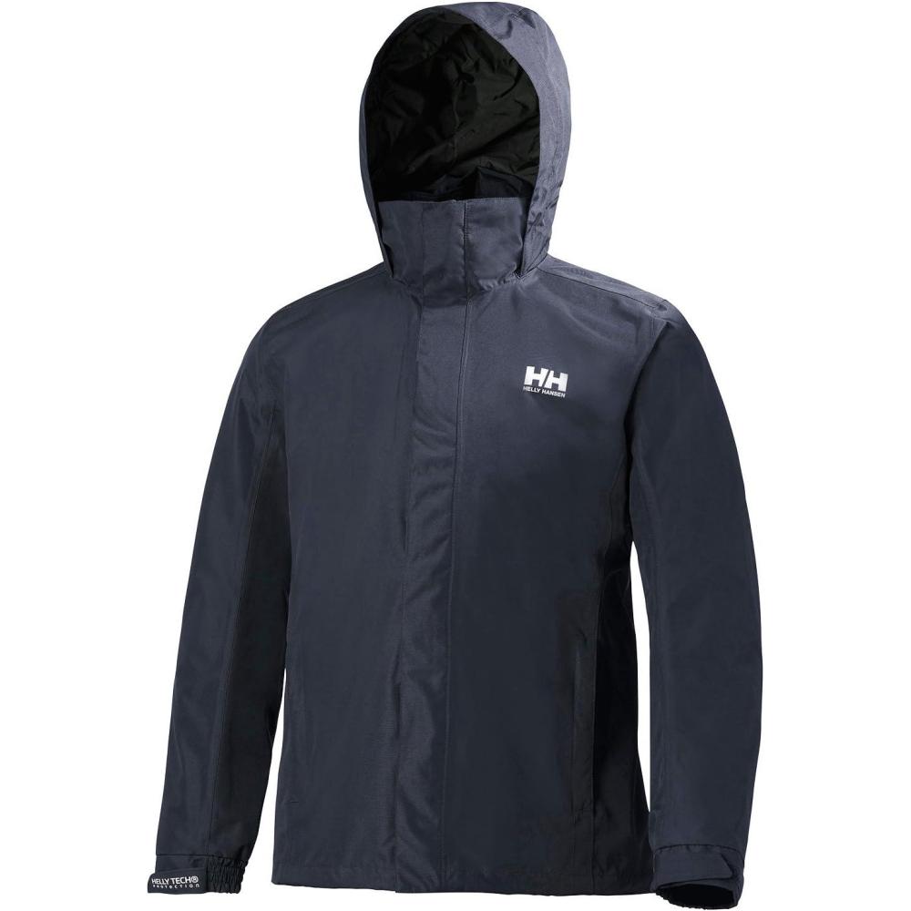 imageHelly Hansen Mens Dubliner Jacket Waterproof Windproof Breathable Shell Rain Coat with Packable Hood598 Navy
