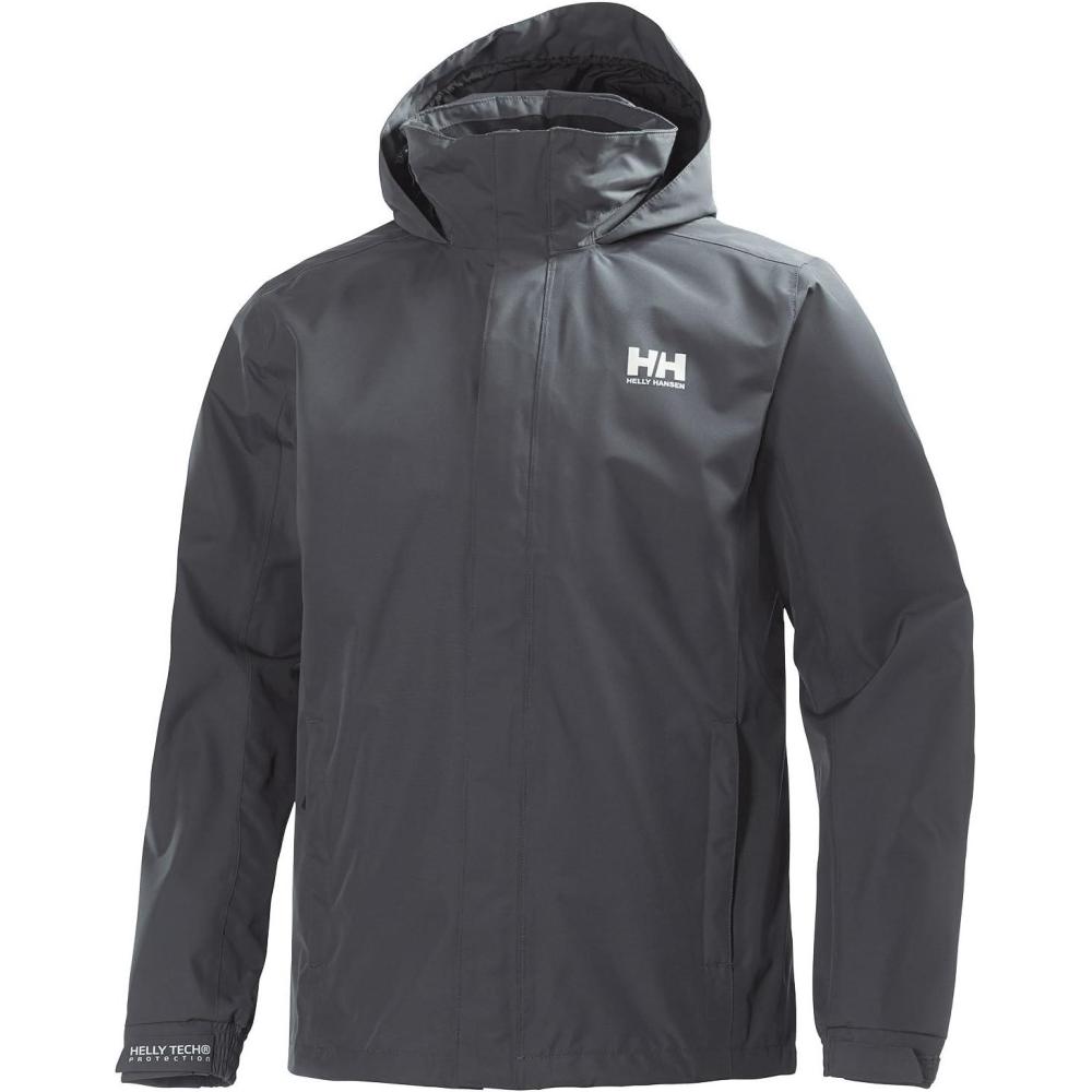 imageHelly Hansen Mens Dubliner Jacket Waterproof Windproof Breathable Shell Rain Coat with Packable Hood964 Charcoal