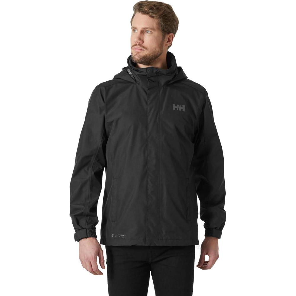 imageHelly Hansen Mens Dubliner Jacket Waterproof Windproof Breathable Shell Rain Coat with Packable Hood990 Black