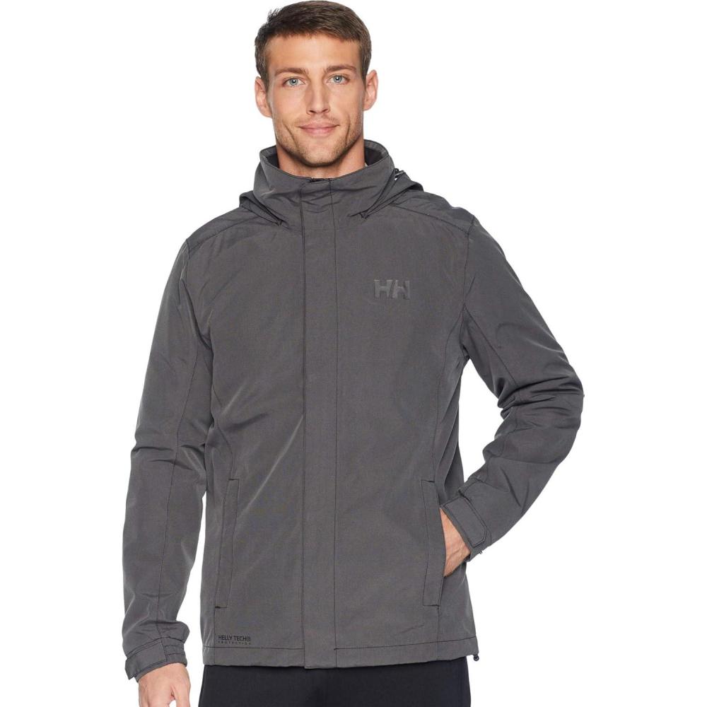 imageHelly Hansen Mens Dubliner Jacket Waterproof Windproof Breathable Shell Rain Coat with Packable Hood991 Black Melange