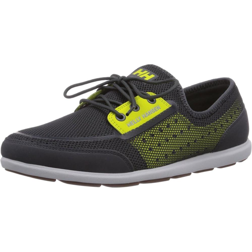 imageHellyHansen Mens Trysail Boat Shoe Fashion Sneaker 7 EbonyWasabiLight Grey