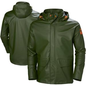 Helly-Hansen Gale Rain Jacket – PU-Coated Waterproof Jacket for Men – Windbreaker Fit – Spring Shell Packable Hood(480 Army Green)