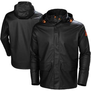 Helly-Hansen Gale Rain Jacket – PU-Coated Waterproof Jacket for Men – Windbreaker Fit – Spring Shell Packable Hood(990 Black)