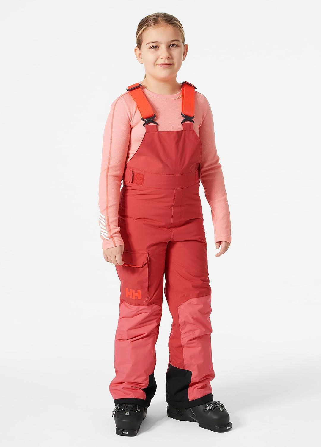 imageHellyHansen Junior Summit 20 Bib Pant Unisex Waterproof Ski amp Snowboard Overalls Adjustable Fit Breathable Durable101 Poppy Red