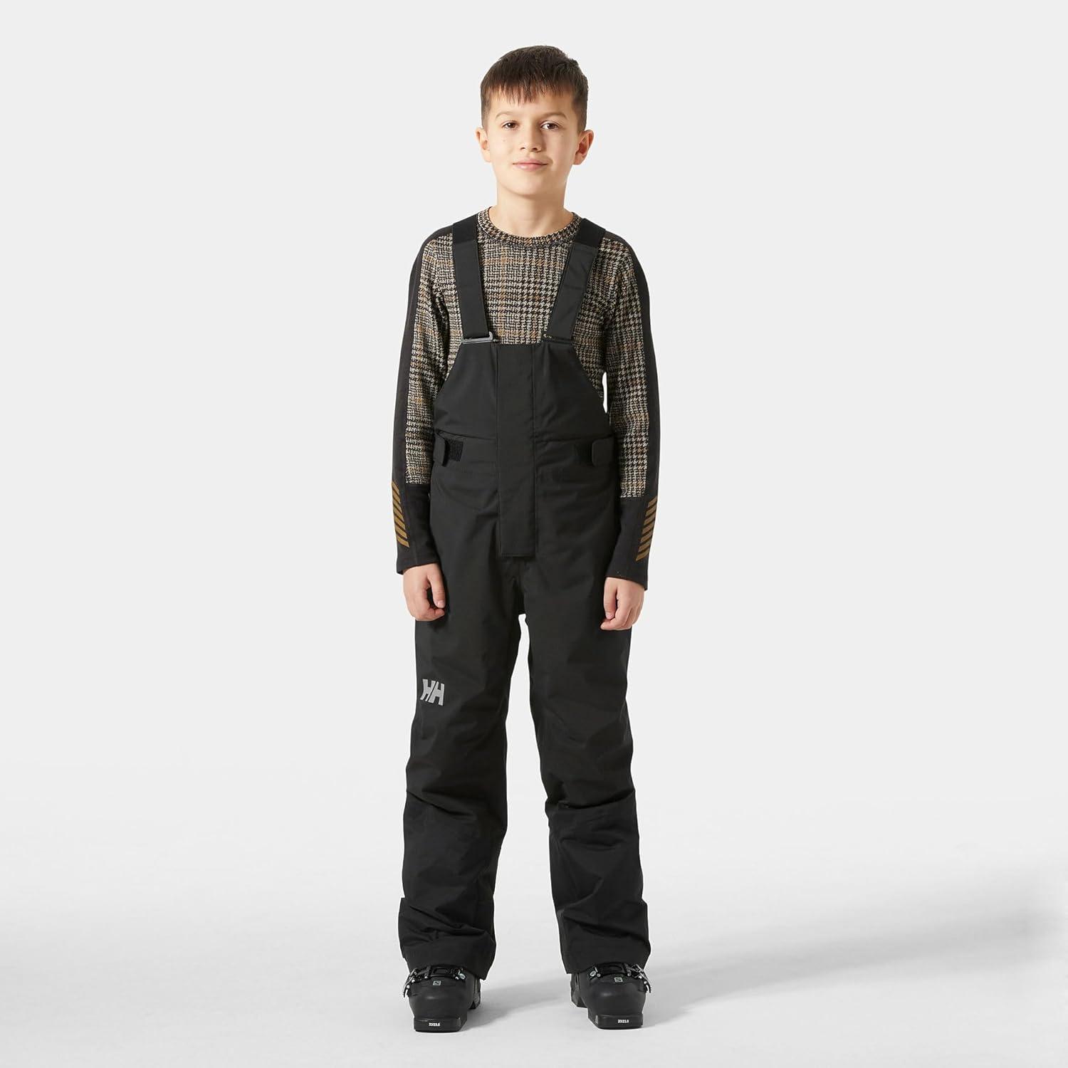 imageHellyHansen Junior Summit 20 Bib Pant Unisex Waterproof Ski amp Snowboard Overalls Adjustable Fit Breathable Durable990 Black