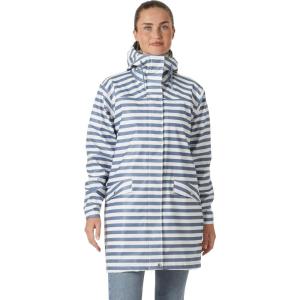 Helly Hansen womens Moss Rain Coat(601 Washed Navy Stripe Aop)