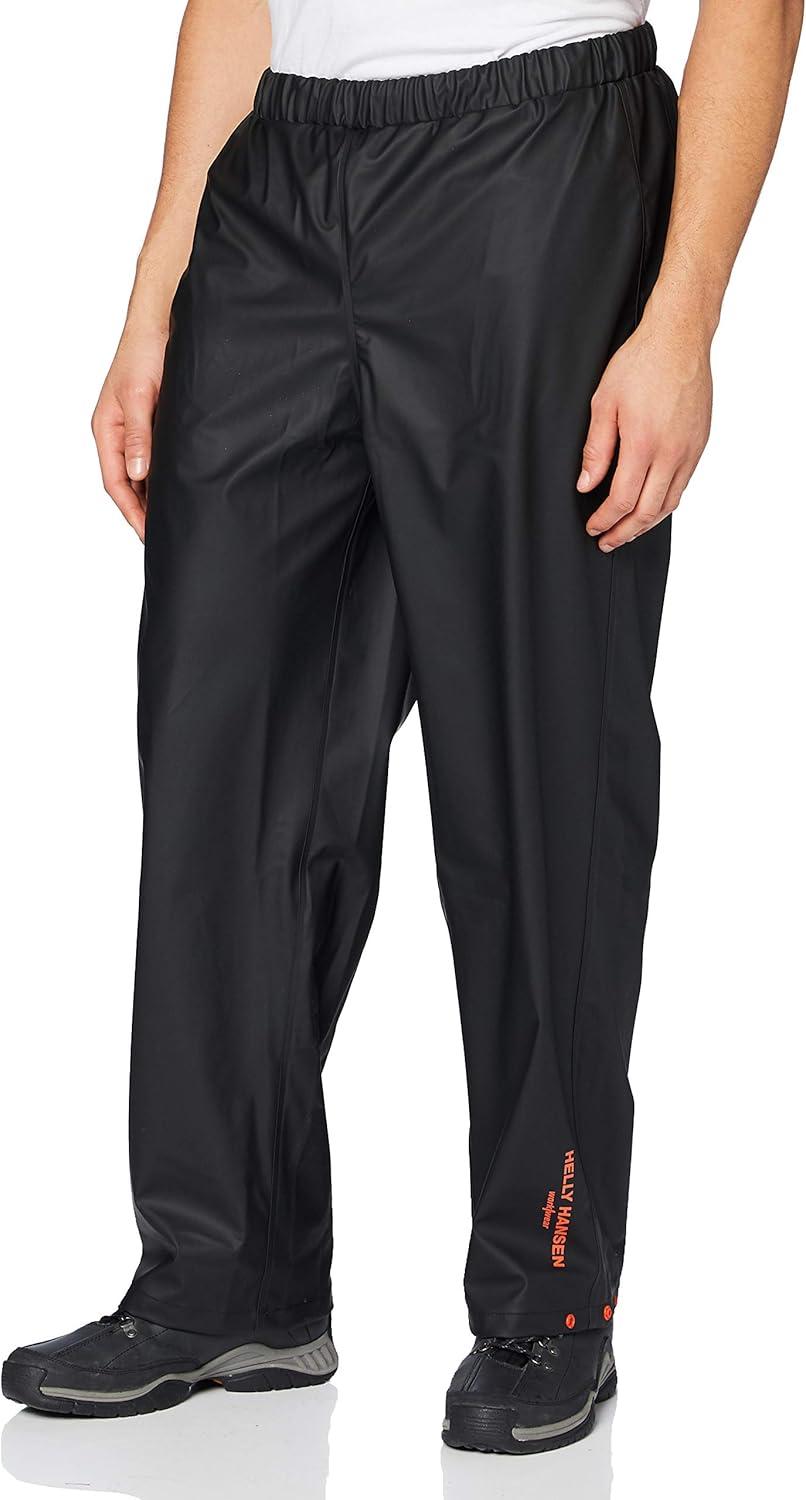 imageHelly Hansen Gale Waterproof Mens Rain Pants Elastic Overpants and Bottom Leg with Snap Professional Grade Durability990 Black