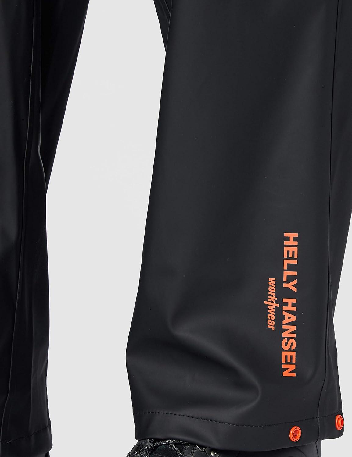 imageHelly Hansen Gale Waterproof Mens Rain Pants Elastic Overpants and Bottom Leg with Snap Professional Grade Durability990 Black