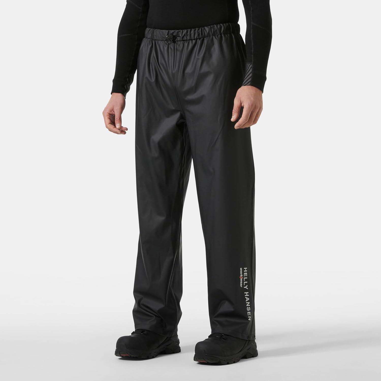 imageHelly Hansen Voss Rain Pant PUCoated WeldedSeam Waterproof Pants Reflective Commuter Rainwear Adjustable Hem990 Black