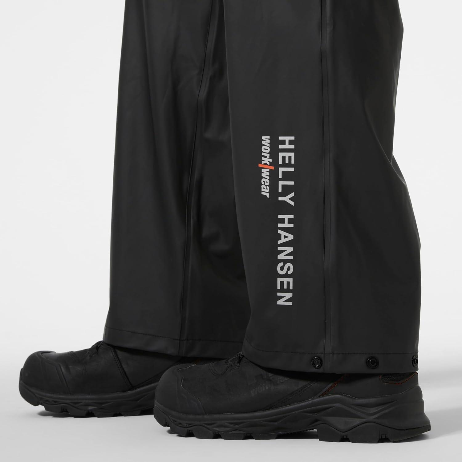 imageHelly Hansen Voss Rain Pant PUCoated WeldedSeam Waterproof Pants Reflective Commuter Rainwear Adjustable Hem990 Black