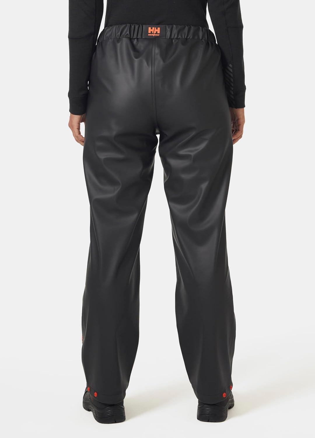 imageHelly Hansen Womens Luna Rain Pant Waterproof Work Pant Adjustable Overpants amp Snap Hems Golf Rain Gear990 Black