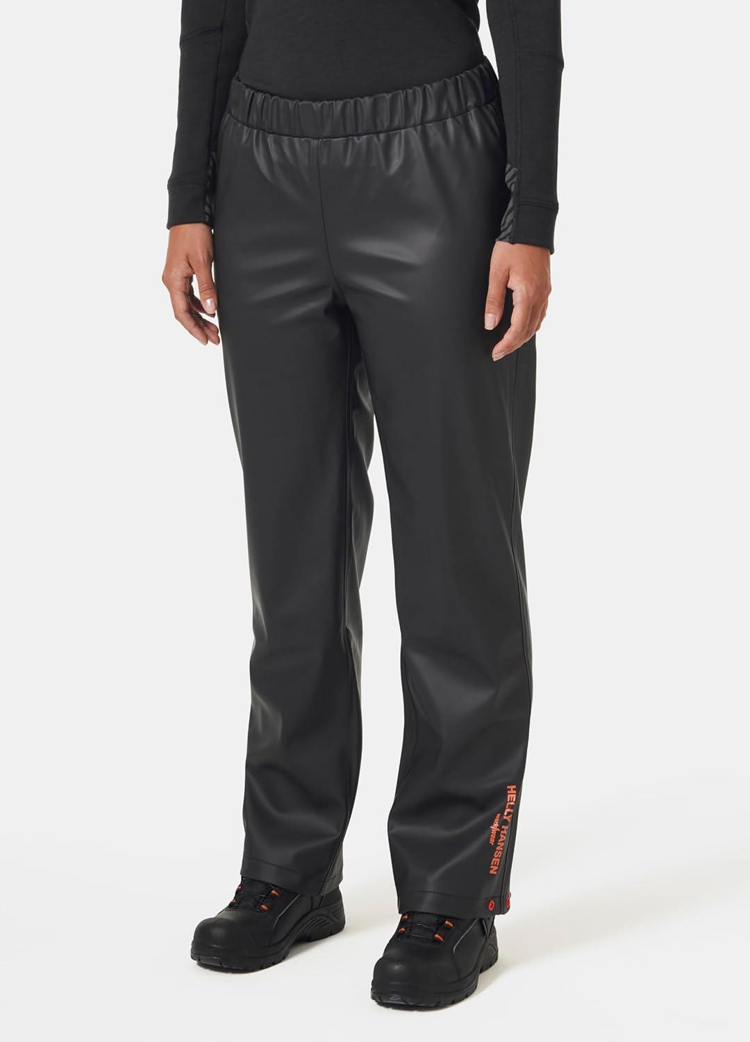 imageHelly Hansen Womens Luna Rain Pant Waterproof Work Pant Adjustable Overpants amp Snap Hems Golf Rain Gear990 Black