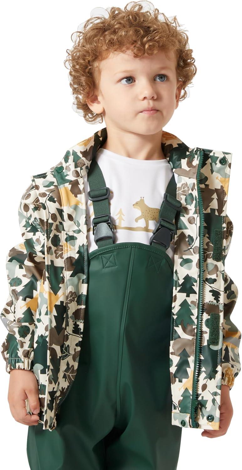 imageHelly Hansen boys Bergen 20 Pu Rainset Aop390 Jungle Green Aop