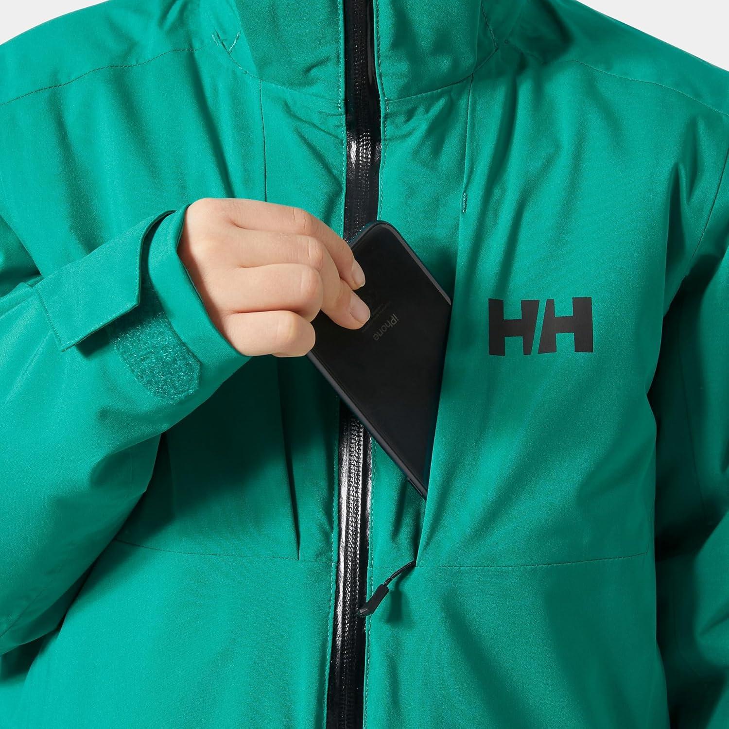 imageHellyHansen Junior Alpha Jacket Waterproof amp Windproof Ideal for Kids Outdoor Adventures Breathable Unisex Design466 Signal Green