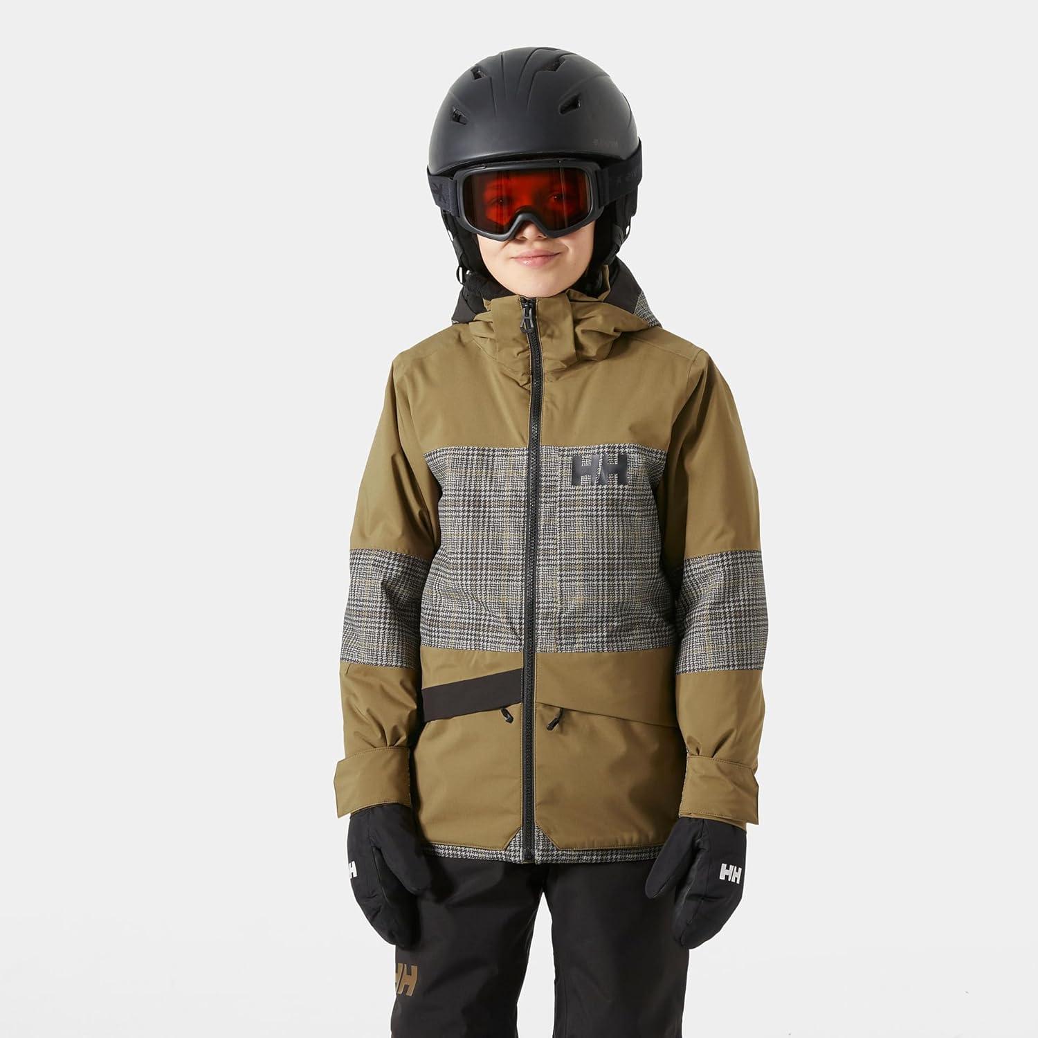 imageHellyHansen Junior Summit 20 Jacket Unisex Waterproof Windproof Breathable Youth Outerwear for Outdoor Adventures718 Sepia Aop