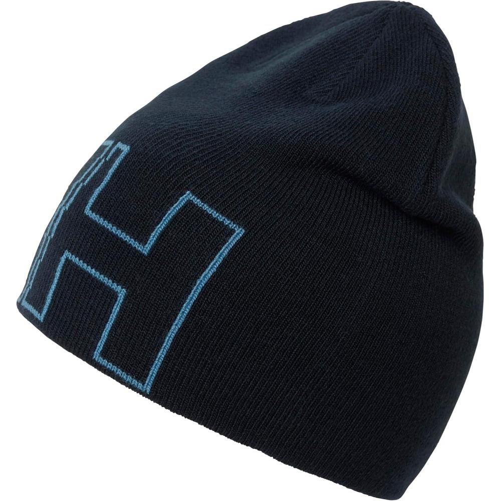 imageHelly Hansen UnisexChild Kids Outline Knitted Hh Iconic Logo Brand Beanie597 Navy