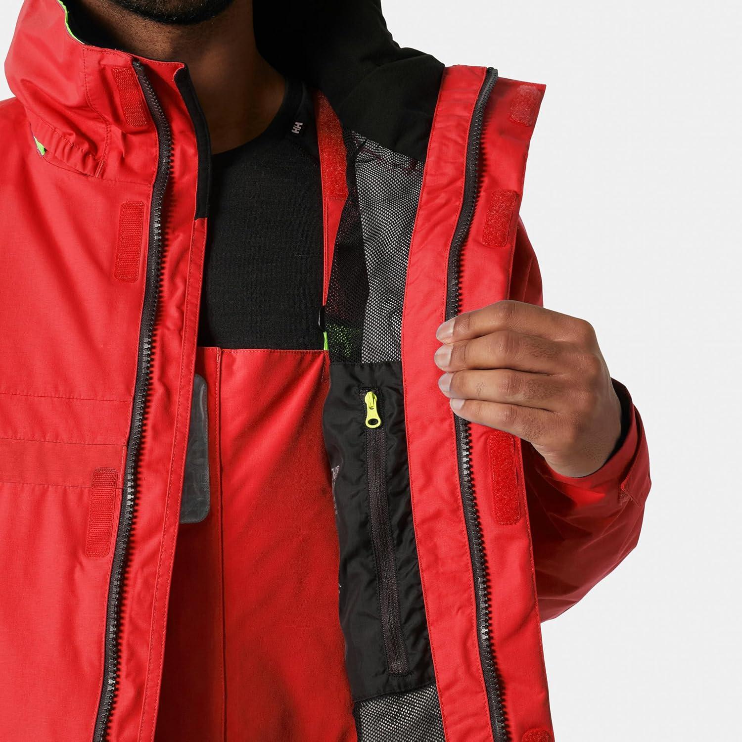 imageHelly Hansen Mens Pier Jacket 40 Waterproof Sailing Rain Gear Lightweight Outdoor Jacket Hooded Foul Weather Gear222 Alert Red