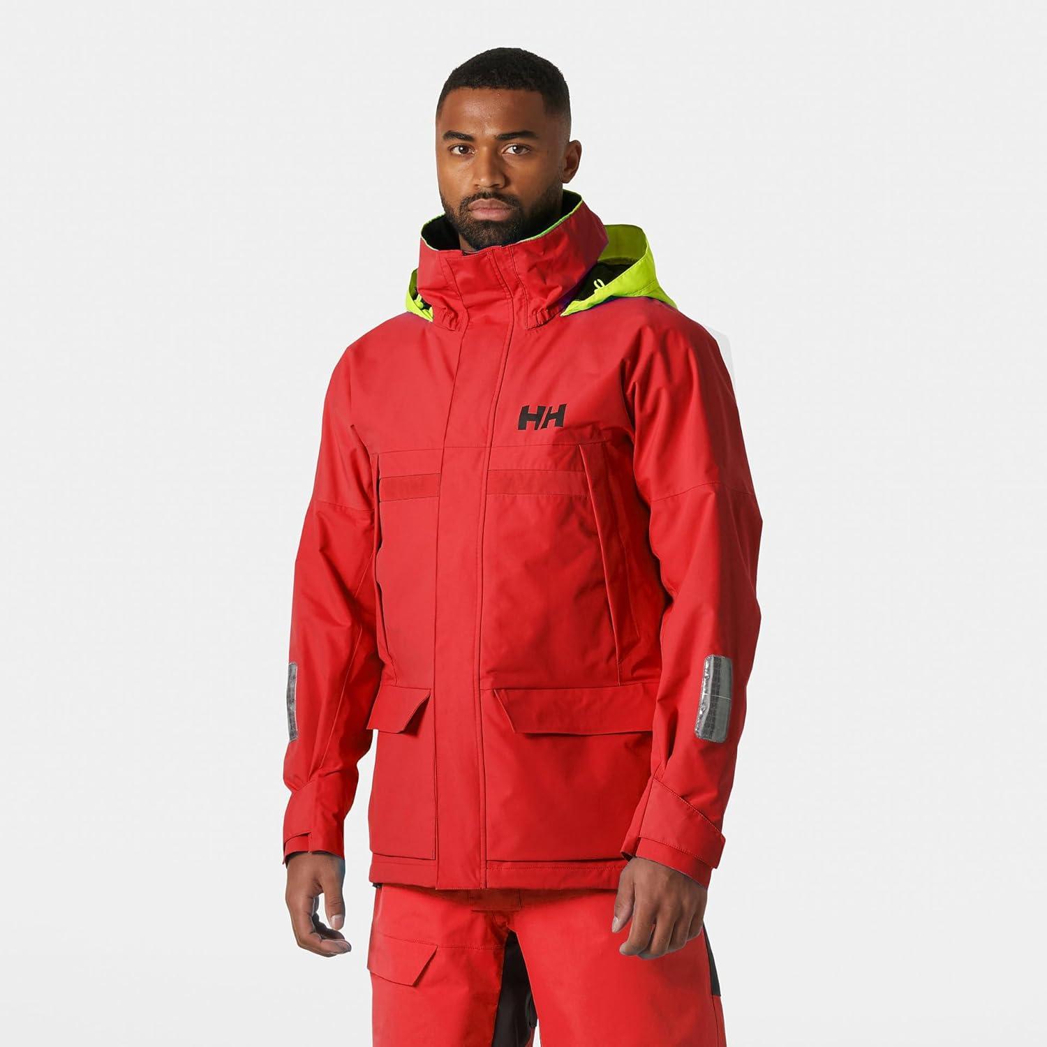imageHelly Hansen Mens Pier Jacket 40 Waterproof Sailing Rain Gear Lightweight Outdoor Jacket Hooded Foul Weather Gear222 Alert Red