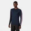 Helly Hansen Men’s Lifa Stripe Crew Lightweight Breathable Moisture Wicking Thermal Baselayer, 998 Black – Medium(597 Navy)