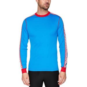 Helly Hansen Men’s Lifa Stripe Crew Lightweight Breathable Moisture Wicking Thermal Baselayer, 998 Black – Medium(535 Racer Blue)