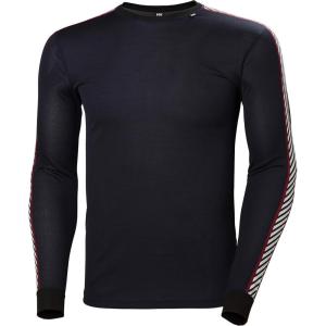 Helly Hansen Men’s Lifa Stripe Crew Lightweight Breathable Moisture Wicking Thermal Baselayer, 998 Black – Medium(597 Navy)