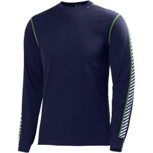 Helly Hansen Men’s Lifa Stripe Crew Lightweight Breathable Moisture Wicking Thermal Baselayer, 998 Black – Medium(691 Evening Blue)