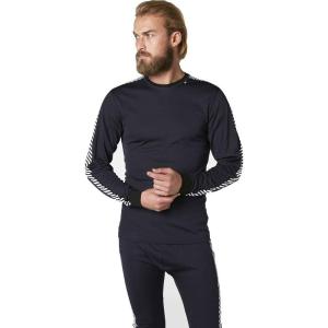 Helly Hansen Men’s Lifa Stripe Crew Lightweight Breathable Moisture Wicking Thermal Baselayer, 998 Black – Medium(994 Graphite Blue)