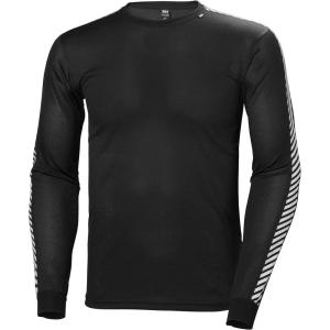 Helly Hansen Men’s Lifa Stripe Crew Lightweight Breathable Moisture Wicking Thermal Baselayer, 998 Black – Medium(998 Black)
