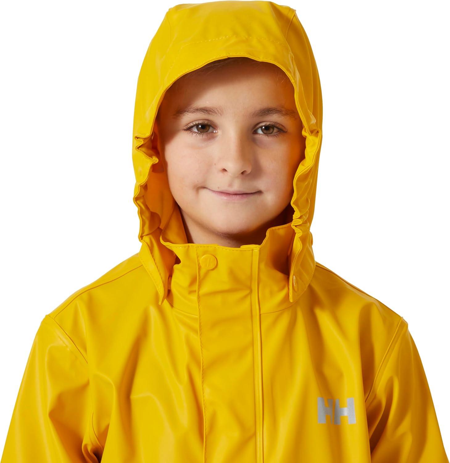 imageHelly Hansen Junior Moss Jacket Unisex Coat with HELOX YKK Zipper Detachable Hood Adjustable Cuffs amp Hem Hand Pockets344 Essential Yellow