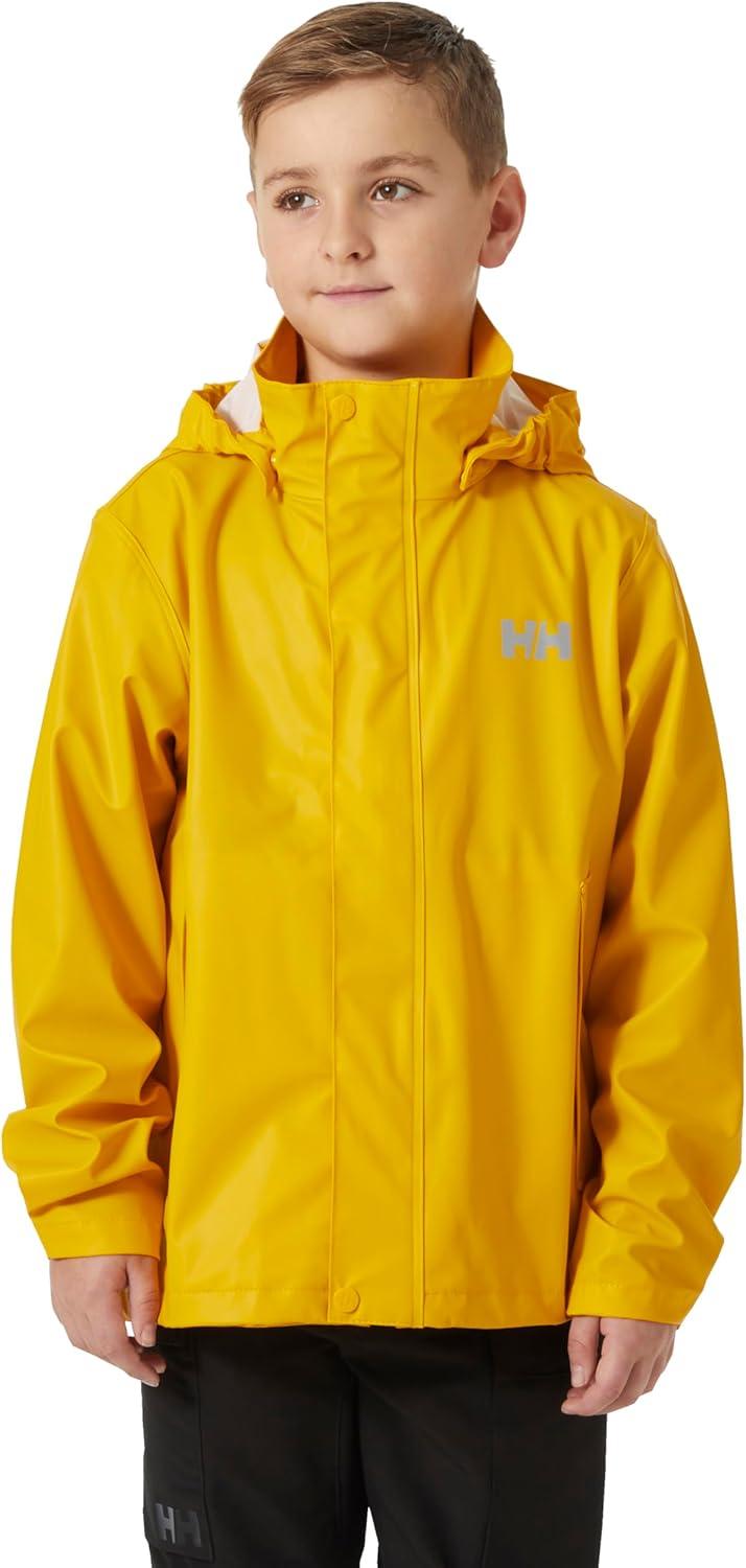 imageHelly Hansen Junior Moss Jacket Unisex Coat with HELOX YKK Zipper Detachable Hood Adjustable Cuffs amp Hem Hand Pockets344 Essential Yellow