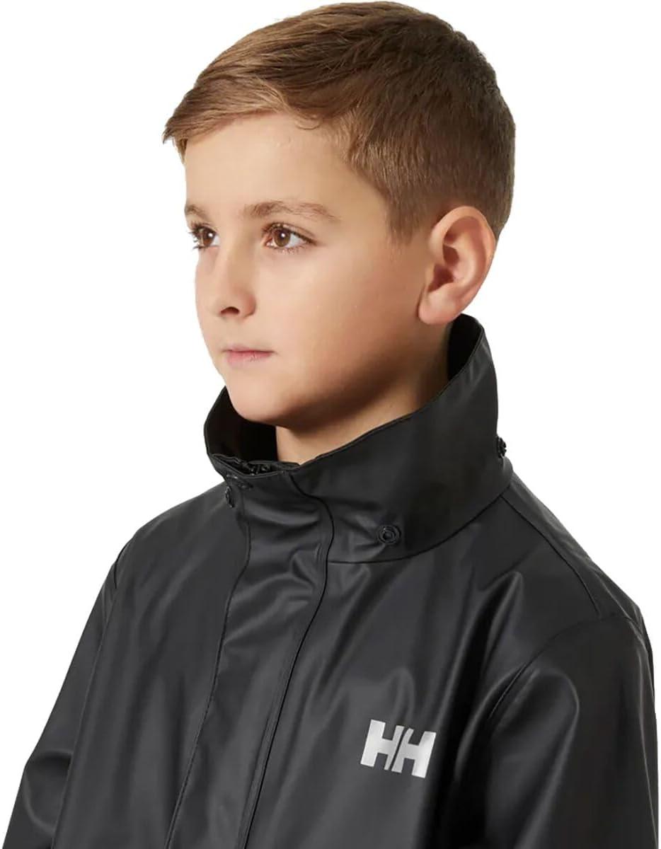 imageHelly Hansen Junior Moss Jacket Unisex Coat with HELOX YKK Zipper Detachable Hood Adjustable Cuffs amp Hem Hand Pockets990 Black