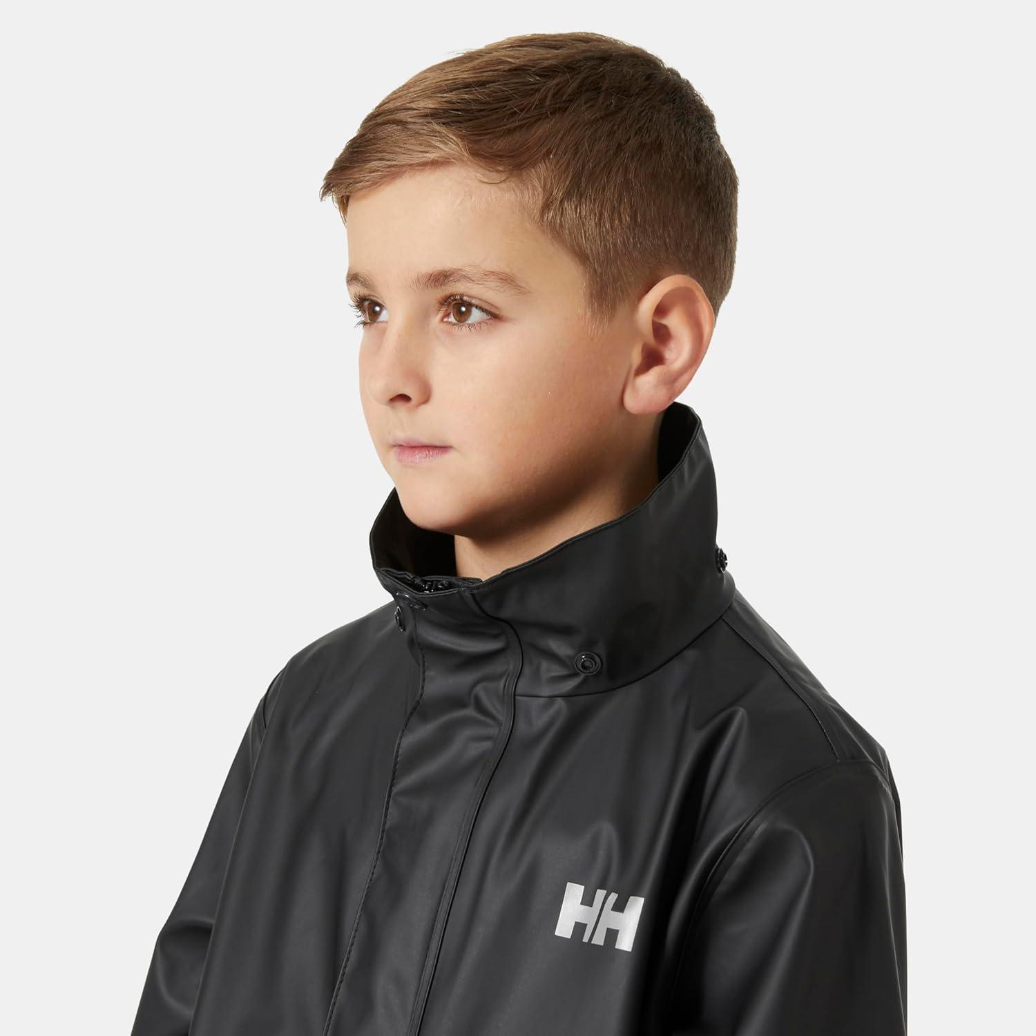 imageHelly Hansen Junior Moss Jacket Unisex Coat with HELOX YKK Zipper Detachable Hood Adjustable Cuffs amp Hem Hand Pockets991 Black