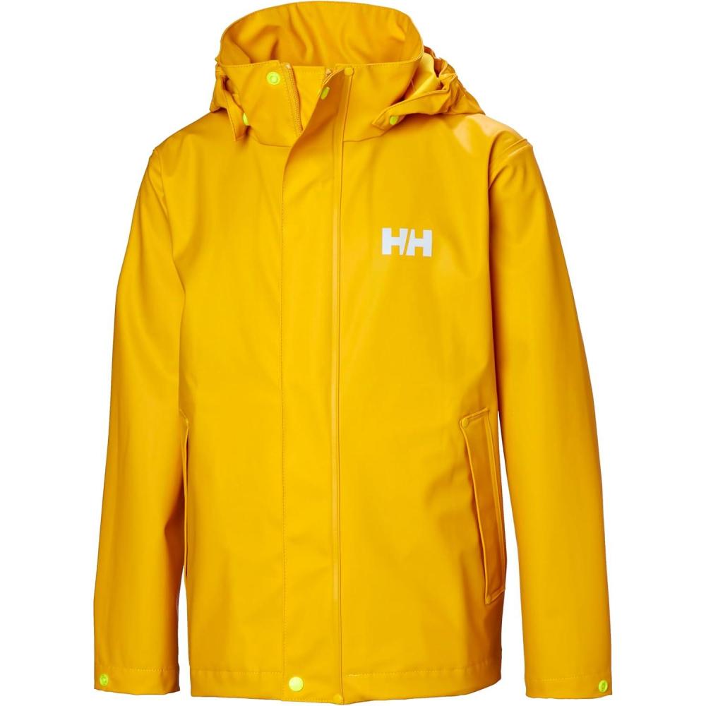 imageHelly Hansen Junior Moss Jacket Unisex Coat with HELOX YKK Zipper Detachable Hood Adjustable Cuffs amp Hem Hand Pockets345 Essential Yellow