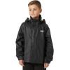 Helly Hansen Junior Moss Jacket – Unisex Coat with HELOX, YKK Zipper, Detachable Hood, Adjustable Cuffs & Hem, Hand Pockets(990 Black)