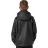 Helly Hansen Junior Moss Jacket – Unisex Coat with HELOX, YKK Zipper, Detachable Hood, Adjustable Cuffs & Hem, Hand Pockets(990 Black)