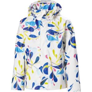 Helly Hansen Junior Moss Jacket – Unisex Coat with HELOX, YKK Zipper, Detachable Hood, Adjustable Cuffs & Hem, Hand Pockets(049 Sling White Print)