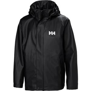 Helly Hansen Junior Moss Jacket – Unisex Coat with HELOX, YKK Zipper, Detachable Hood, Adjustable Cuffs & Hem, Hand Pockets(990 Black)